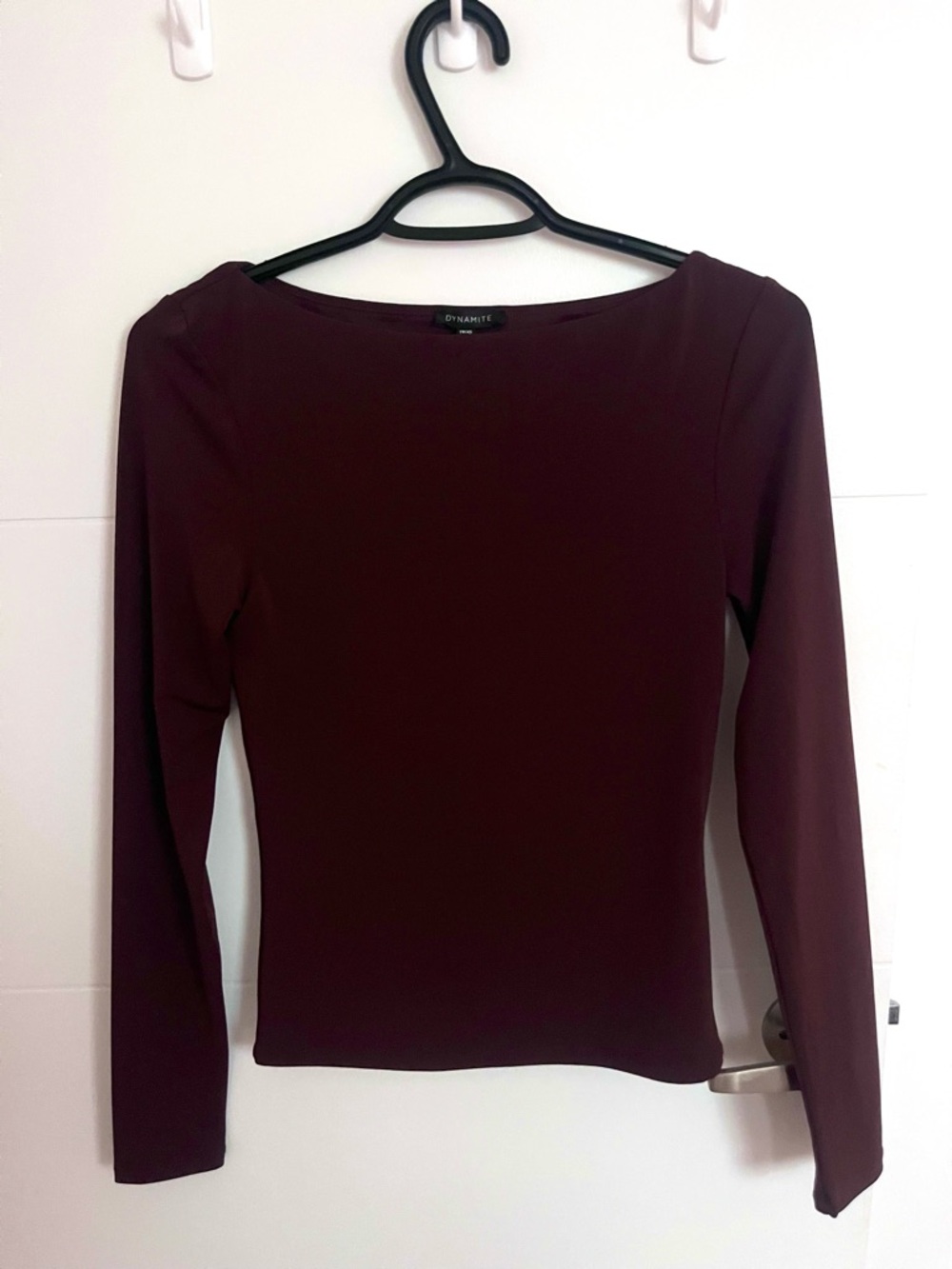 Dynamite Burgundy Boatneck Long Sleeve Top - Picture 3 of 4